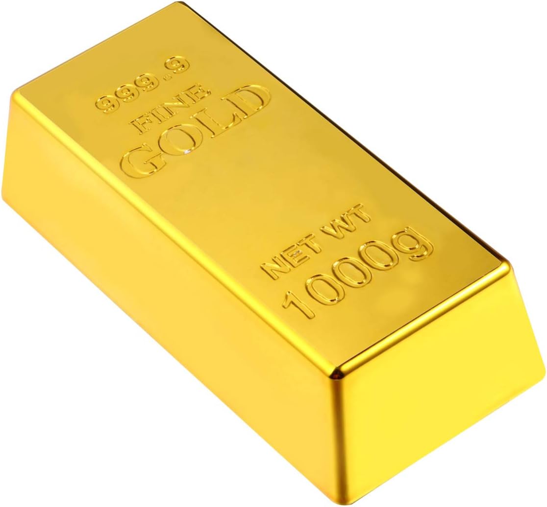PRETYZOOM Plastic Gold Bars Shiny Fake Bullion Brick Movie Prop Joke