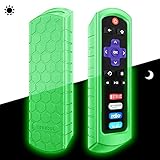 Fintie Protective Case for Roku Steaming Stick 3600R, TCL Roku TV RC280 Remote - Casebot (Honey Comb Series) Light Weight (Anti Slip) Shock Proof Silicone Remote Controller Cover, Green Glow