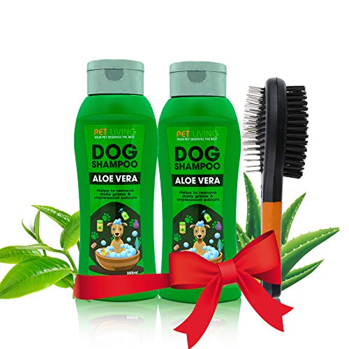 Dog Shampoo & Dog Brush | COMBO PACKAGE DEAL | 3 in 1 Dog Grooming Kit | Aloe Vera and Tea Tree Shampoo | Pet Hair Remover | Pet Shampoo | Dog Brushes for Grooming with 2 Dog Shampoos (AloeVera Combo) โ image 1