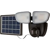HALO Solar Outdoor LED Flood Light with 180 Degree Motion Sensor Flood & Security Twin Head Light 2000 Lumens Bronze