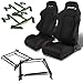 Honda Civic/Acura Integra DB DC Pair of Type-R Racing Seats (Black)+Seat Bracket+4-Point Green Belt