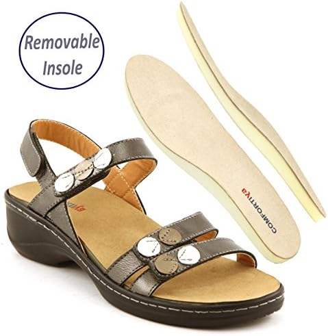 Comfortiya Women's Rose Bronze Leather Casual Slingback Sandal Size 41 M EU / 11-11.5 B(M) US