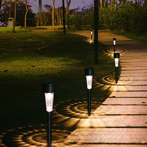 Sunwind Solar Pathway Lights Outdoor, Solar Lights Outdoor 12 Pack Solar Garden Lights Stainless Steel Waterproof for Lawn, Yard, and Driveway (Gunmetal) - Thumbnail 2