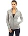 PattyBoutik Women Mock Neck Marled Zip Up Cardigan (Light Gray and White Medium)