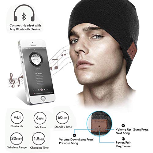 image for Seenlast Bluetooth Beanie Hat Stereo Speaker & Mic Hands Free Talking 