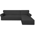 2-Piece Stretch Sectional Couch Cover - L Shape Non-Slip Slipcover - High Strength Elastic Polyester