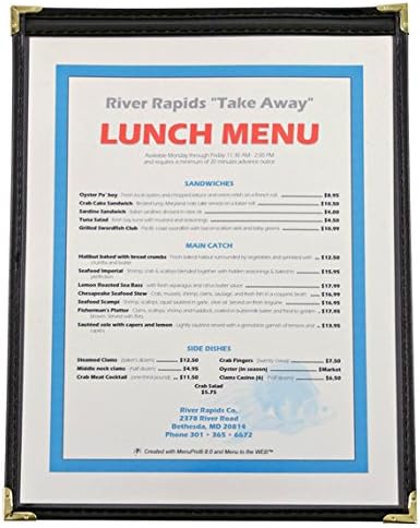 Menu covers, Flexible Leatherette 1 View - 8.5 X 11, Black