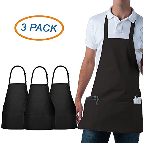 352 Chef Apparel Adjustable Bib Apron - 3 Pockets-Easy Care Twill-65/35 Cotton