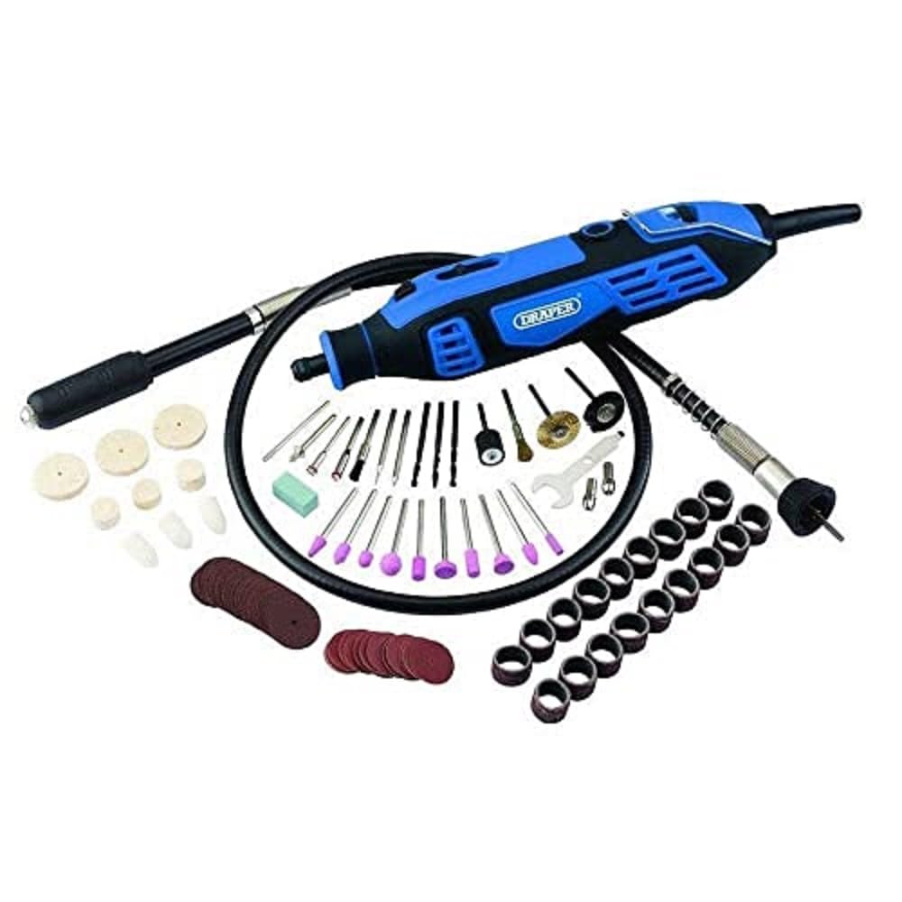 Draper 58300 180W Rotary Multi Tool Kit (111 Piece), Blue, Black
