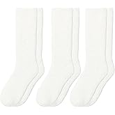 WaySoft All White Fuzzy Socks for Women or Girls Soft & Cozy Warm Sleep Lounge Socks Pack