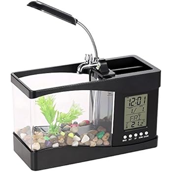 Docooler USB Desktop Mini Fish/small fry Tank Aquarium with LED Clock