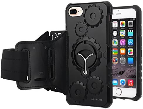 iPhone 8 Plus Armband, iPhone 7 Plus Armband, iPhone 7s Plus case ALIZOM Sports Exercise Armband for Apple iPhone 8/7/7s Plus Running Pouch Touch Compatible Key Holder For hiking,Biking,Walking-Black