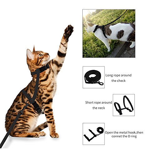 image for ONSON Cat Harness, Adjustable Harness Nylon Strap Collar with Leash, C