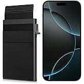 KOIZFF Credit Card Holder - Slim Wallet for Men with Money Pocket, Pop Up Wallets RFID Blocking Minimalist Card Case Holds 5 Cards and Notes (Matt Black)