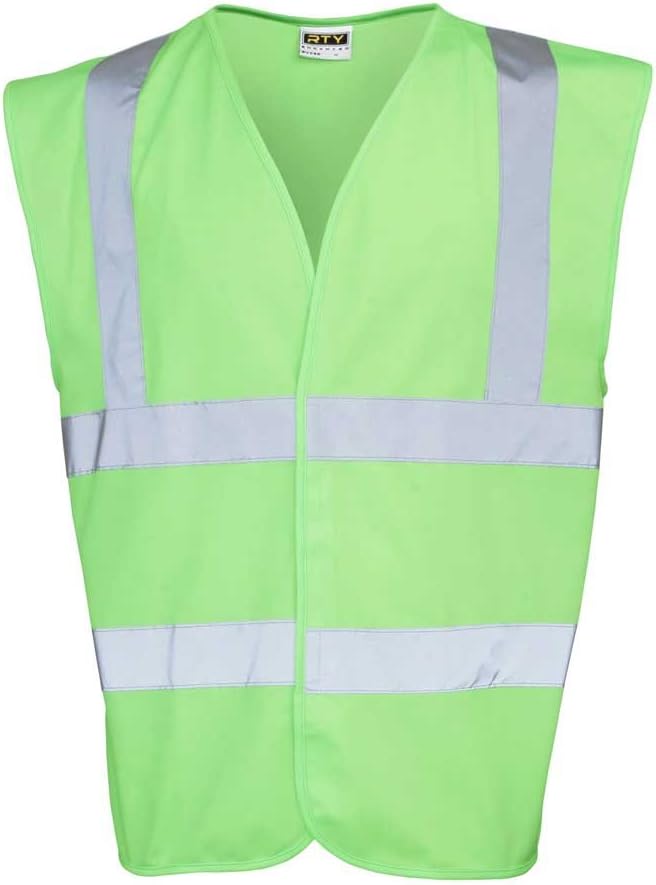 Rty Mens Adults Enhanced Viz High Visibility Workwear Safety Waistcoat Vest Bright Green