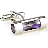 MRCUFF Sand Timer Hourglass Purple Sandtimer Pair Cufflinks in a Presentation Gift Box &amp; Polishing Cloth
