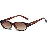 BRMHDY Retro Oval Sunglasses for Women Trendy Cute Womens Small Oval Sunglasses 90s Narrow Cat Eye Shades