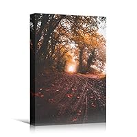 Canvas Wall Art Autumn Dramatic Forest Landscape Living Room Orange Photography Rustic - 12x18 inches