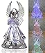 LED Angel Figurines - Set of 2 Clear Acrylic Color Changing LED Angels - One Holding Hymnal & One Praying - Each is 7