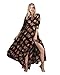 CA Mode Women's Pleated Floral Beach Boho Maxi Swing Dress