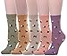 Leotruny Women's Colorful Cute Cat Crew Socks (5Pairs-Small Cat)