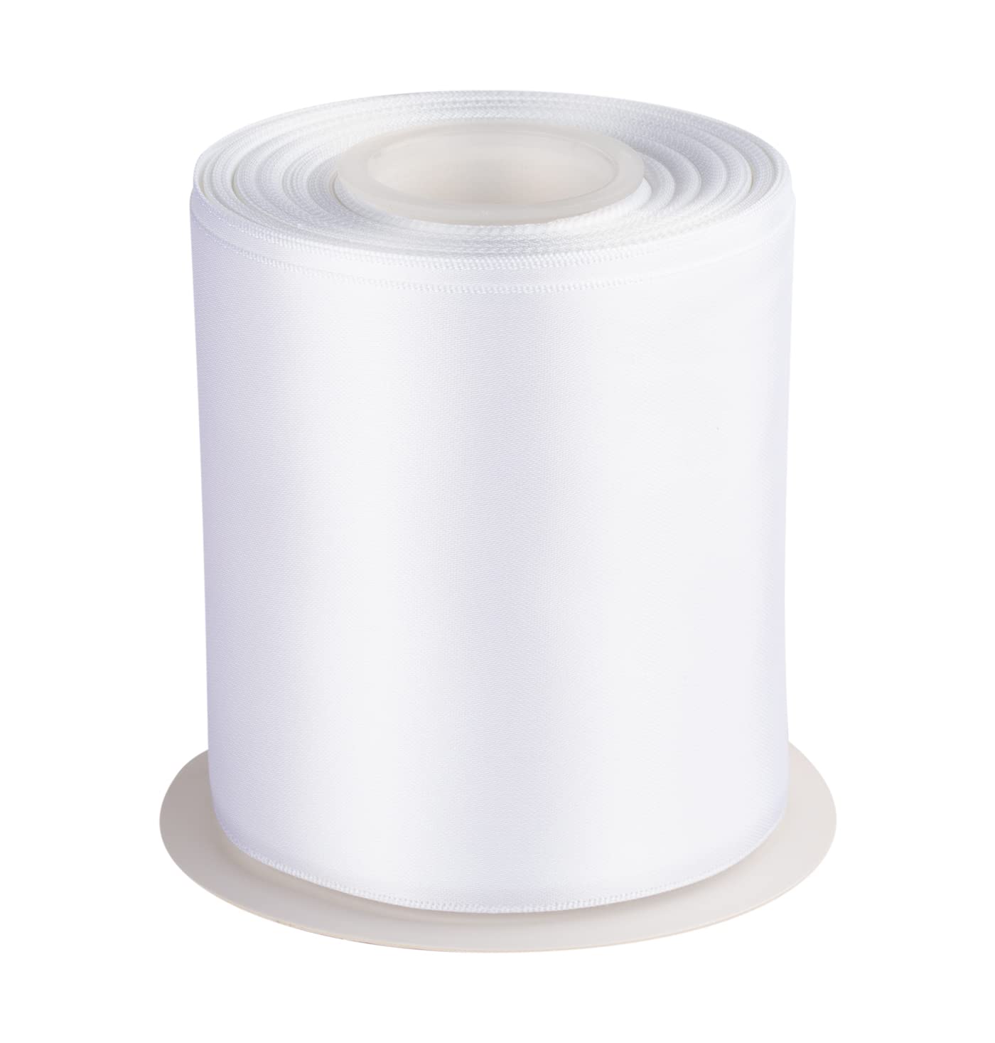 Double Faced Satin Ribbon, 100mm X 22M, Solid Polyester Craft Ribbon, Perfect for Gift Wrapping, Crafts, Wedding Party Ceremony Decoration, Floral Arrangement, Sewing (White)