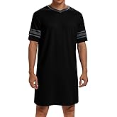 Runcati Mens Nightshirt Short Sleeve V Neck Sleep Shirt Soft Loose Fit Lounge Nightwear Sleepwear Pajama