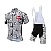 Coconut Ropamo CR Men's Cycling Jersey Set Road Bike Jersey Zipper Pocket Short Sleeves Cycling Kits Bib Shorts 3D Padded (Black/White, M)