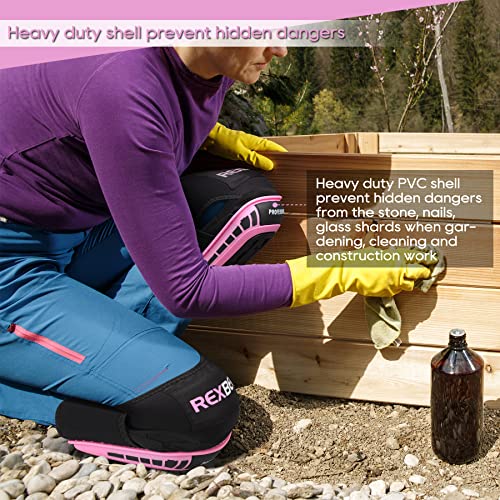 REXBETI Pink Knee Pads for Work, Construction Knee Pads for Men Women