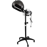 salon professional standing black hooded hair steamer,deep conditioning spa | German Thermostat,Dry-Burn Protection,Pure Copper Heating Tube,Leak-Proof Design,Waterproof Motherboard,Adjustable time