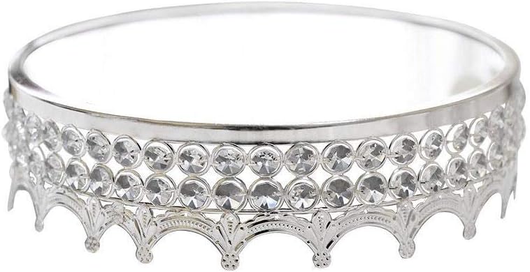 biteatey Cake Stand Cupcake Holder Cupcake Stand Silver Iron+K9 crystal+Mirror at Afternoon Tea Party Birthday Wedding Engagement Christmas (Round)