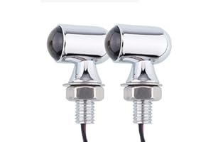 TSUNG Mini Motorcycle Turn Signals Light LED Micro Blinkers Small Front Rear Indicator Compatible with Harley Davidson Indian Honda Suzuki Triumph Cafe Racer Bobber Street Bike(Chrome-Smoke Lens)