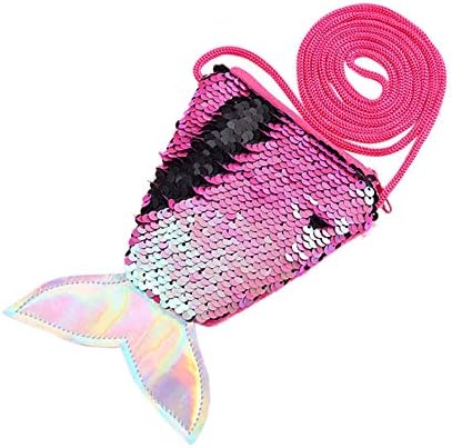 AmyChic Mini Mermaid Tail Sequins Coin Purse Girls Messenger Bag