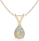 Angara V-Bale Pear-Shaped Gemstone Solitaire Necklace in 14K Solid Gold/Sterling Silver/Platinum | Natural Garnet | Opal Solitaire Pendant for Women | Birthday Gemstone Jewelry Gift