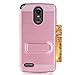 Voberry Hybrid Hard Soft Rubber Impact Armor Card Kickstand Case Cover For LG Stylo 3 Plus (Rose Gold)