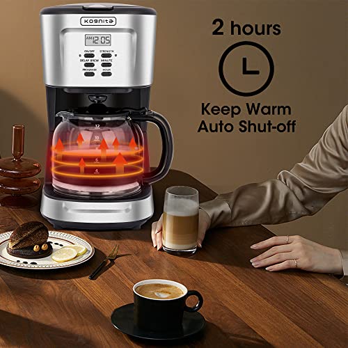 Kognita 12 Cup Coffee Maker, Programmable Small Coffee Maker with Glass