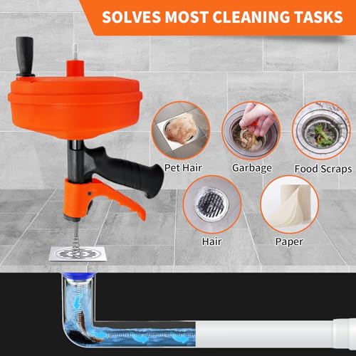 Drain Snake, 50 FT 10-in-1 Drain Auger for Sink, and Drain Openers Drain Unblocking, Plumbing Snake Use Manually or Powered for Kitchen, Bathrom and Shower Sink