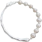 925 Sterling Silver Bracelets for Women Trendy Gorgeous Pearl Baroque Bracelet Stack Hand Chain Boho Jewelry Vintage/Luxury 14K Gold Plated Hand Jewelries Anniversary Birthday Gift for Mom Wife