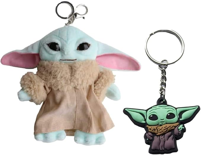 baby yoda plush keychain 1 plush keychain + 1 PVC Baby yoda key chain