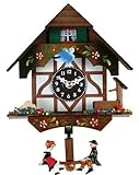 River City Clocks Quartz Novelty Clock - German Chalet with Bird & Well - 6 Inches Tall - Model # 2070Q-06