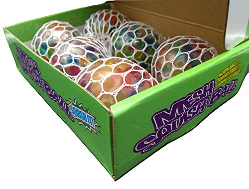 Mesh Squishy Ball - Stress Ball (6 Pack) Glowing LED Slime Grape Squeeze Ball Toys for Adults Moms Kids - Stress Balls