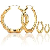 14K Gold Plated Hollow Round Bamboo Hoop Earings. 7 Different Sizes from .75