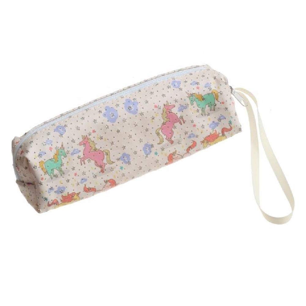 Magical Unicorn Pencil Case Barrel Make Up Purse Wallet Uni Travel Stationery Kit for Girls Kids Cosplay Party Loot Goody Bag Decorative Fancy Dress Costume Birthday (Cream)