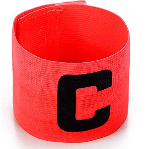 Xeminor 2PCS Premium Sports Armband Letter C Printed Captain Armband Football Match Armband for Kids Adults Red&Orange