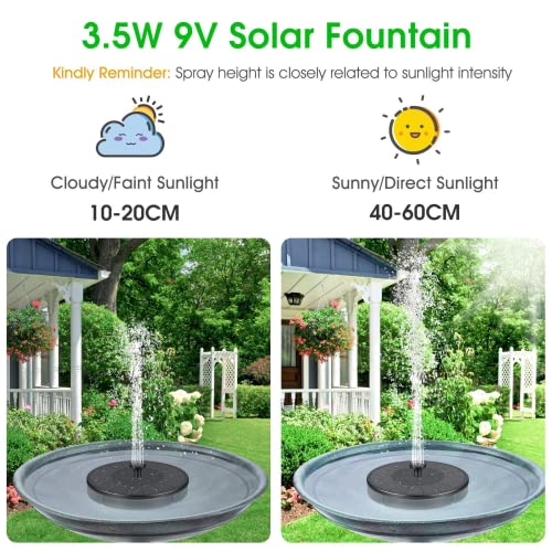 Gocheer 2022 Solar Fountain, 3.5W Bird Bath Solar Fountain Solar