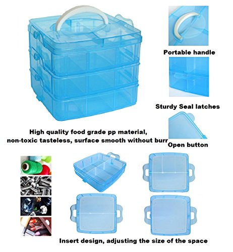 thumbnail image 2 of Kamay's 3-Tier Stackable Craft Storage Box - 18 Adjustable Compartments For Toys, Jewelry & Crafts - Medium Pink 2 of 11