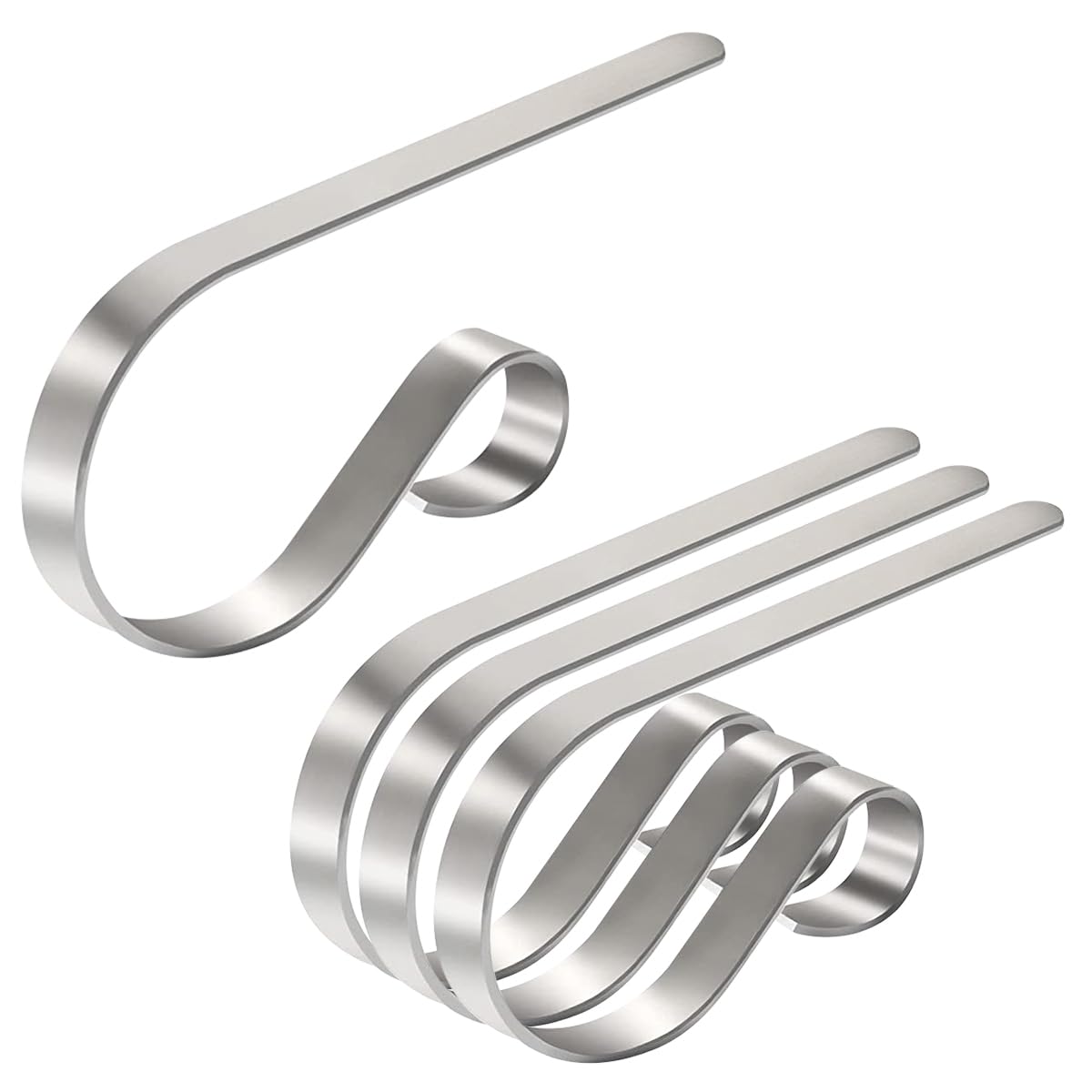 Leikedun 4 Pack Christmas Stocking Holder, Christmas Stocking Clips Hanger Hooks Mantel Adjustable Metal Stocking Hooks for Party Christmas Mantle Fireplace Decoration (Silver)