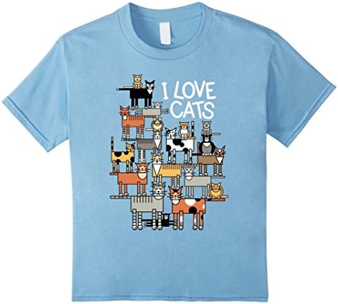 Kids "I Love Cats" T-Shirt for Feline Fans 8 Baby Blue
