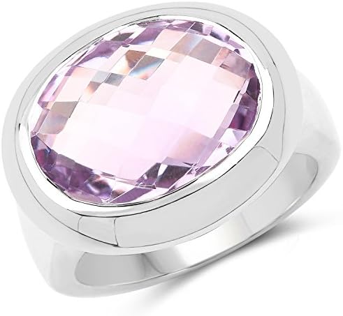 925 Sterling Silver 8 Ct Genuine Solid Pink Amethyst Gemstone Solitaire Ring