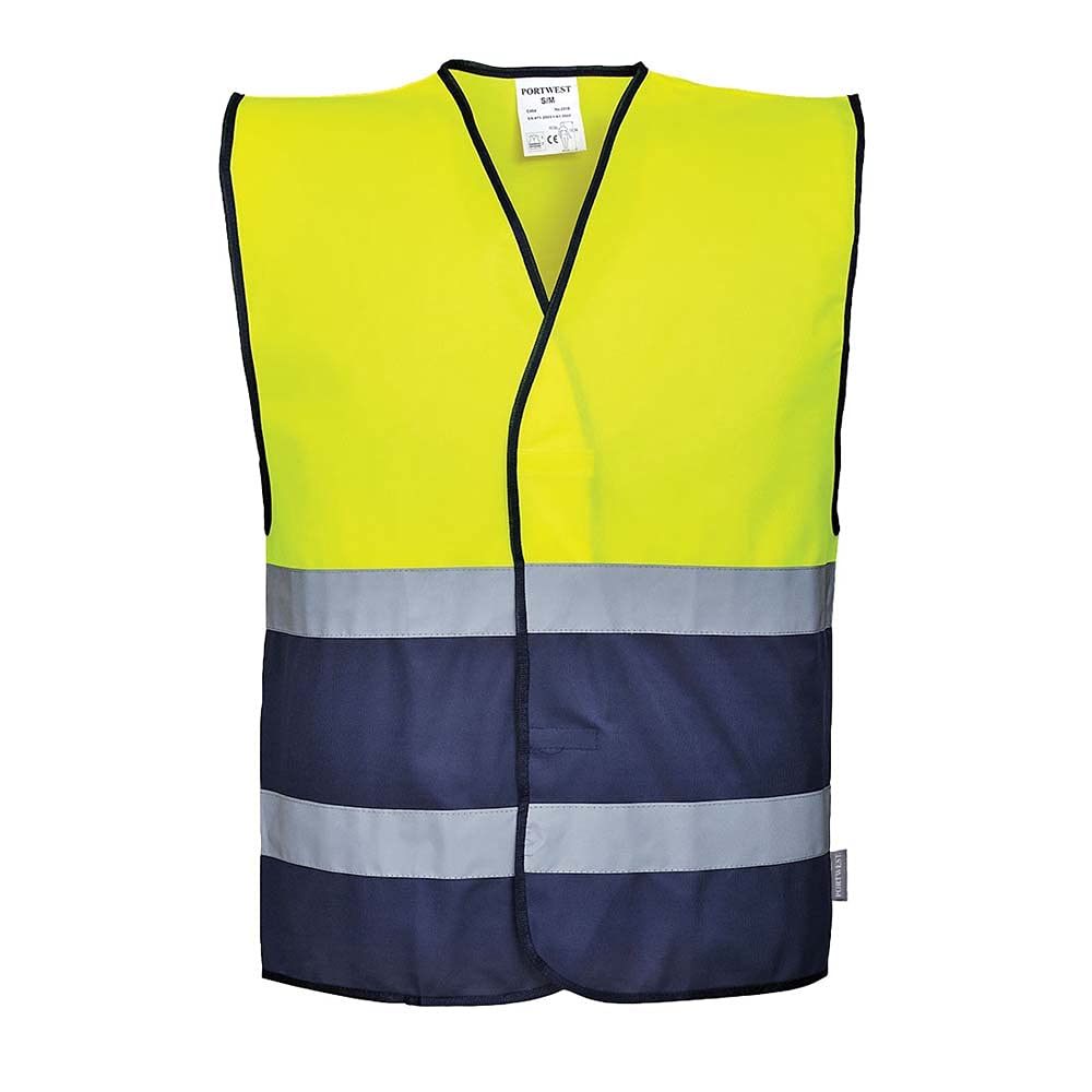 Portwest Hi-Vis Two Tone Vest, Size: S/M, Colour: Yellow/Navy, C484YNRS/M